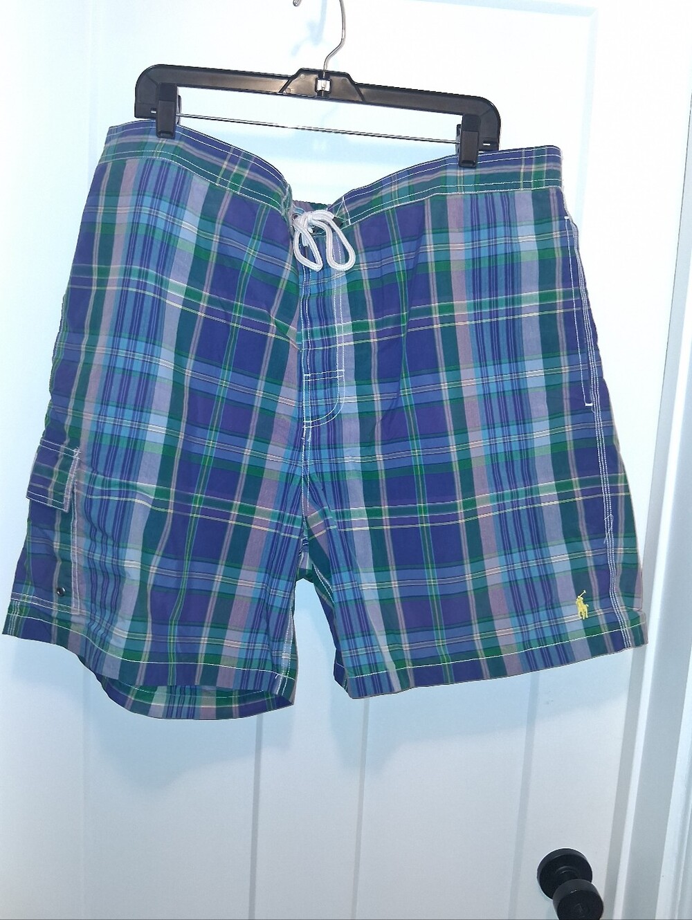 Polo Ralph Lauren Blue & Green Plaid Swim Shorts Size 1XB